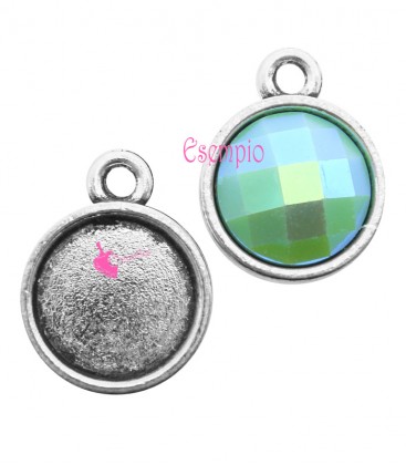 Ciondolo Base Cabochon 15x12 mm (Ø 10 mm) colore Argento Antico