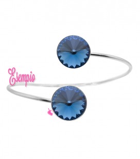 Bracciale Bangle con 2 Castoni per Rivoli 12 mm Argento 925 Rodiato