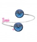 Bracciale Bangle con 2 Castoni per Rivoli 12 mm Argento 925 Rodiato