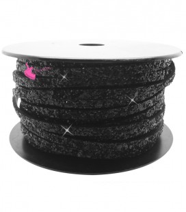 Cordoncino Piatto Glitter 5x2,6 mm Effetto Paillettes Nero (1 metro)