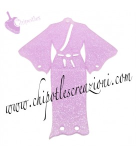 Ciondolo Kimono 61x49 mm Plexiglass Glitter Rosa