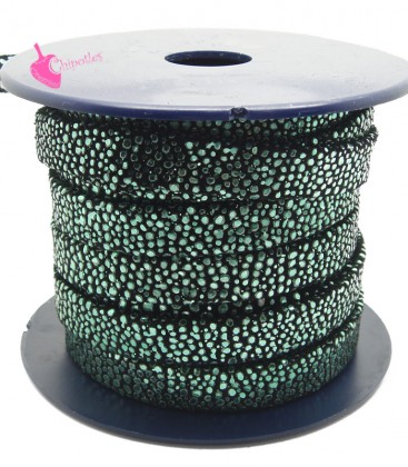 Cordoncino Pelle 10 mm Effetto Razza Nero e Verde Metallizzato (50 cm)