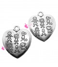 Ciondolo Cuore Famiglia 25x22 mm color Argento Antico