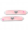 Connettore Smaltato con Cuore 41x8 mm Rosa Chiaro