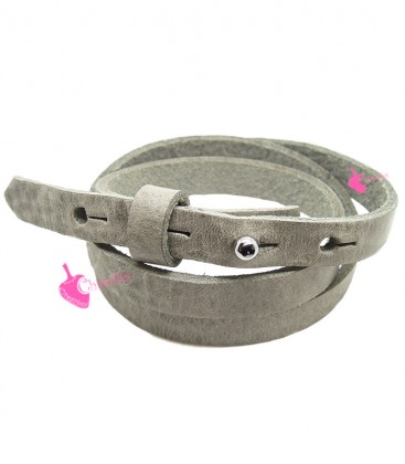 Bracciale Pelle 10 mm Tre Giri colore Grigio 