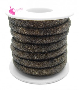 Cordoncino Tondo 6x4 mm Similpelle con Inserti Metallici Oro Vari Colori (60 cm)