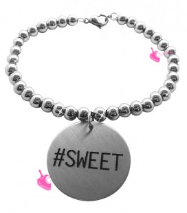 Bracciale Palline con Medaglia SWEET Acciaio Inox