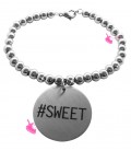 Bracciale Palline con Medaglia SWEET Acciaio Inox