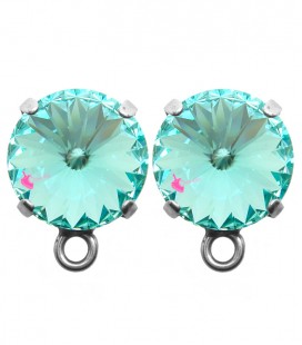 Base Orecchini a Perno con Rivoli SWAROVSKI® 12 mm Light Turquoise colore Acciaio