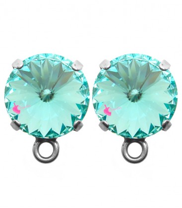 Base Orecchini a Perno con Rivoli SWAROVSKI® 12 mm Light Turquoise