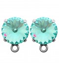 Base Orecchini a Perno con Rivoli SWAROVSKI® 12 mm Light Turquoise colore Acciaio