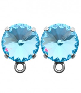 Base Orecchini a Perno con Rivoli SWAROVSKI® 12 mm Aquamarine