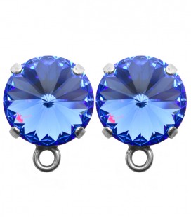 Base Orecchini a Perno con Rivoli SWAROVSKI® 12 mm Sapphire