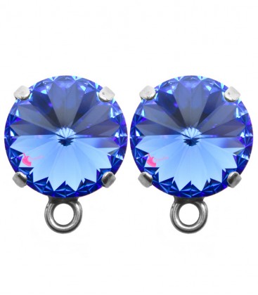 Base Orecchini a Perno con Rivoli SWAROVSKI® 12 mm Sapphire