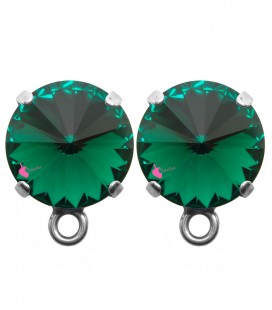 Base Orecchini a Perno con Rivoli 12 mm Emerald