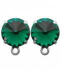 Base Orecchini a Perno con Rivoli SWAROVSKI® 12 mm Emerald