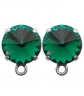 Base Orecchini a Perno con Rivoli 12 mm Emerald