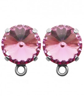 Base Orecchini a Perno con Rivoli SWAROVSKI® 12 mm Rose