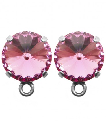 Base Orecchini a Perno con Rivoli SWAROVSKI® 12 mm Rose