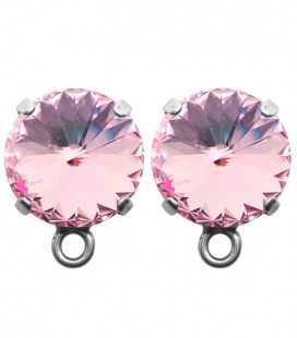 Base Orecchini a Perno con Rivoli SWAROVSKI® 12 mm Light Rose