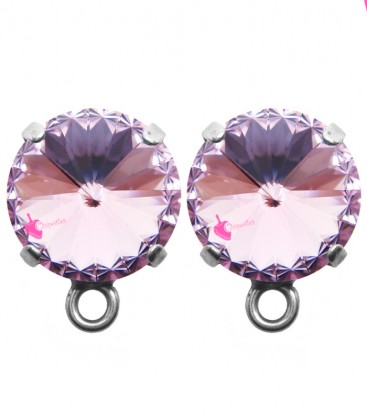 Base Orecchini a Perno con Rivoli SWAROVSKI® 12 mm Light Amethyst