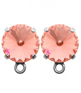 Base Orecchini a Perno con Rivoli 12 mm Rose Peach