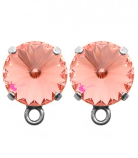 Base Orecchini a Perno con Rivoli 12 mm Rose Peach