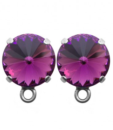 Base Orecchini a Perno con Rivoli SWAROVSKI® 12 mm Amethyst