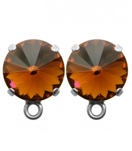 Base Orecchini a Perno con Rivoli SWAROVSKI® 12 mm Smoked Topaz