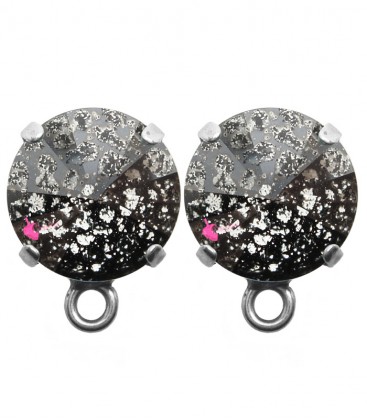 Base Orecchini a Perno con Rivoli SWAROVSKI® 12 mm Crystal Black Patina