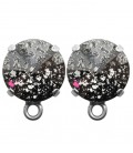 Base Orecchini a Perno con Rivoli SWAROVSKI® 12 mm Crystal Black Patina