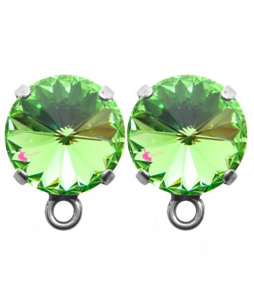 Base Orecchini a Perno con Rivoli SWAROVSKI® 12 mm Peridot