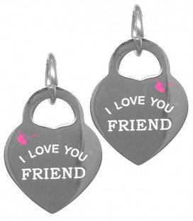 Ciondolo Cuore "I Love You Friend" 17x13 mm Acciaio Inossidabile