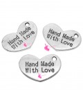 Ciondolo Cuore "Hand Made With Love" 15x10 mm colore Argento Antico