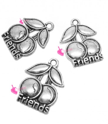 Ciondolo Ciliegie Friends 20x16 mm color Argento Antico