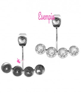 Farfalline Orecchino con 4 Castoni per Chaton Swarovski® 1088 SS24 Acciaio Inossidabile (1 paio)