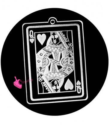 Ciondolo Carta da Poker Donna di Cuori 49x35 mm Plexiglass Trasparente