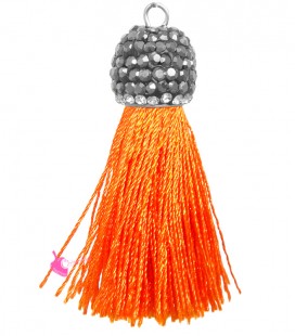 Nappina con Coppetta Ottone, Strass e Marcasite 40-45x11 mm colore Arancione