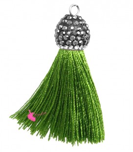 Nappina con Coppetta Ottone, Strass e Marcasite 40-45x11 mm colore Verde