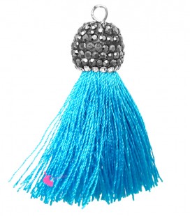 Nappina con Coppetta Ottone, Strass e Marcasite 40-45x11 mm colore Turchese