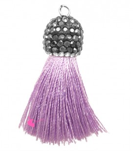 Nappina con Coppetta Ottone, Strass e Marcasite 40-45x11 mm colore Lilla