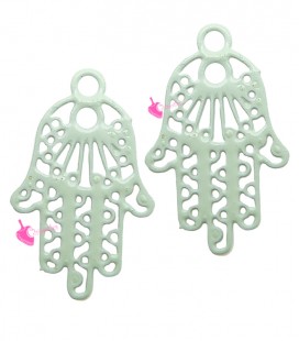 Ciondolo Filigrana Mano di Fatima 17x11 mm colore Verde Menta