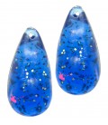 Ciondolo Goccia 27x14 mm Resina colore Blu Trasparente con Glitter