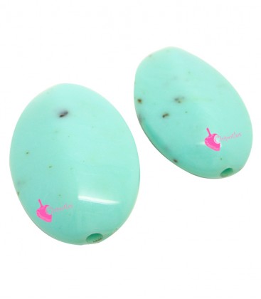 Perla Ovale con Foro Passante 35x24 mm Resina colore Turchese Chiaro