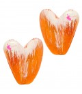 Perla Cuore con Foro Passante 21x20 mm Resina colore Arancione e Bianco