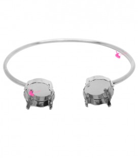 Base Bracciale Bangle con 2 Castoni per Rivoli Swarovski 12 mm Vari Colori