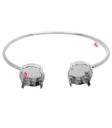 Base Bracciale Bangle con 2 Castoni per Rivoli Swarovski 12 mm Vari Colori