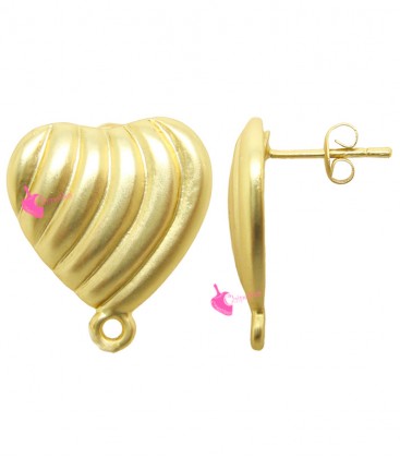 Perni per Orecchini Cuore 21x18 mm Oro Opaco (1 paio)