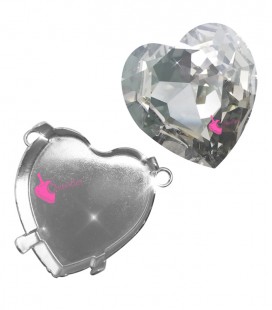 Connettore Castone per Collana con Cuore Swarovski® 4827 28 mm Crystal Silver Shade