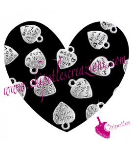 Ciondolo Cuore Made with Love 12,5x10 mm color Argento Antico (100 pezzi)